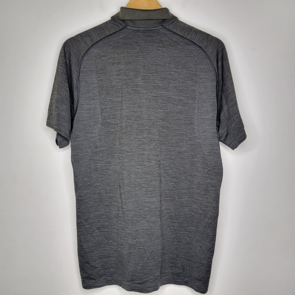 Lululemon Metal Vent Tech Men's Polo Heather Black Short Sleeve Athletic Large - Picture 3 of 5